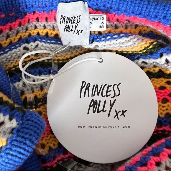 Princess Polly Multicolor Striped Knit Halter Mini Dress Size 6 - Picture 10 of 10